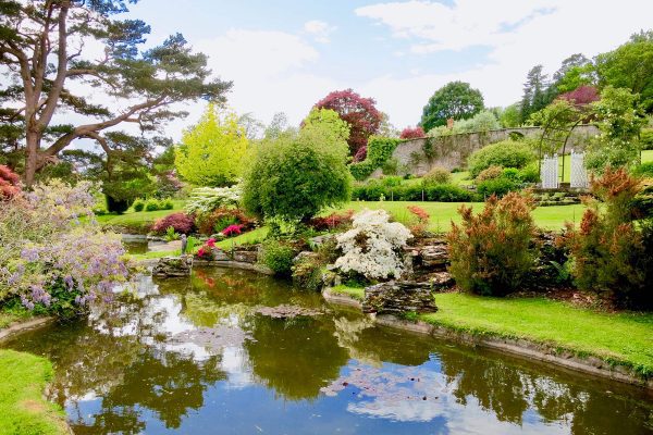 Ponds in country estate garden