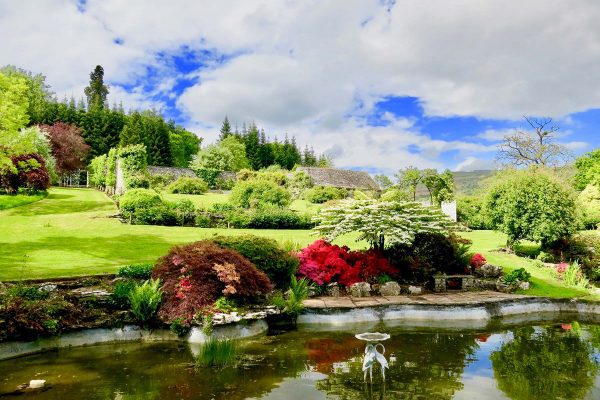 penmyarth ponds with view of pool and potting shed