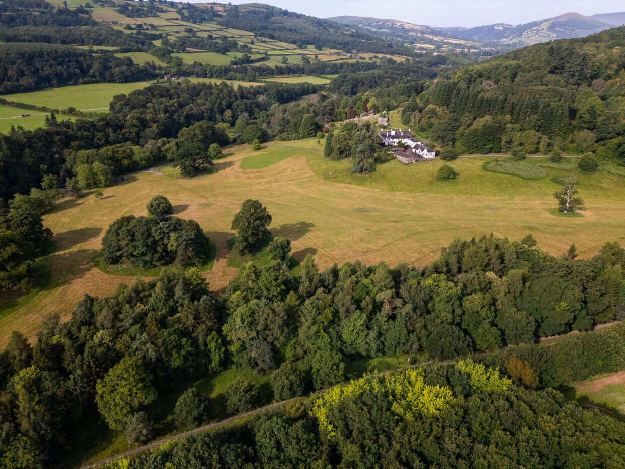 drone shot of penmyarth park and house